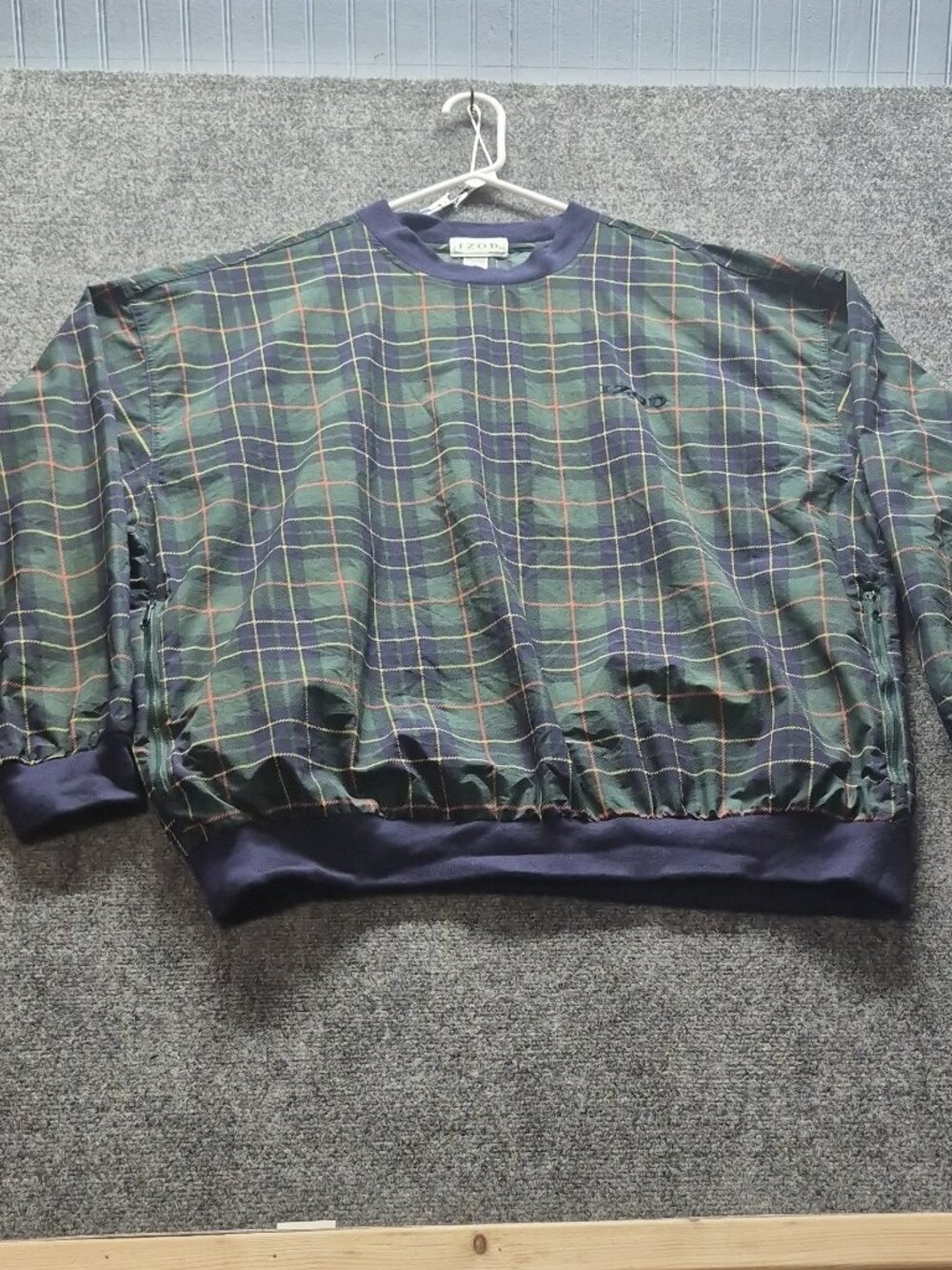 IZOD Men's Plaid Crewneck Pullover VINTAGE Sweatshirt Long Sleeve Size XL